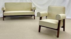 Pierre Jeanneret Authentic Pierre Jeanneret Upholstered Bridge Sofa Chair Set Mid Century Modern - 4224271