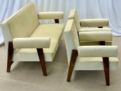 Pierre Jeanneret Authentic Pierre Jeanneret Upholstered Bridge Sofa Chair Set Mid Century Modern - 4224275