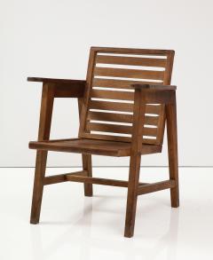 Pierre Jeanneret Charlotte Perriand Solid Oak Modernist Armchair in the Style of Perriand Prouv France c 1950 - 2879771