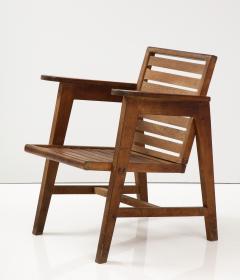 Pierre Jeanneret Charlotte Perriand Solid Oak Modernist Armchair in the Style of Perriand Prouv France c 1950 - 2879772