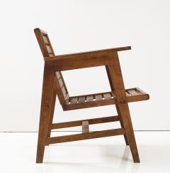 Pierre Jeanneret Charlotte Perriand Solid Oak Modernist Armchair in the Style of Perriand Prouv France c 1950 - 2879776