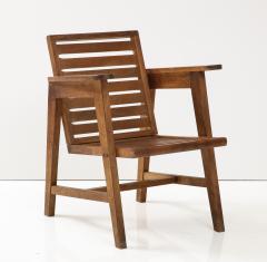 Pierre Jeanneret Charlotte Perriand Solid Oak Modernist Armchair in the Style of Perriand Prouv France c 1950 - 2879777