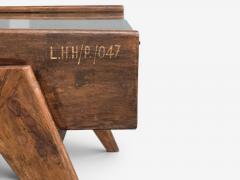 Pierre Jeanneret Coffee Table Teak Glass Chandigarh India 1960s - 4704454