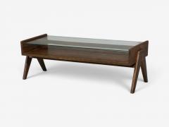 Pierre Jeanneret Coffee Table Teak Glass Chandigarh India 1960s - 4704456