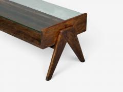 Pierre Jeanneret Coffee Table Teak Glass Chandigarh India 1960s - 4704457
