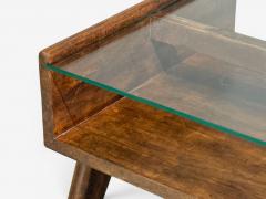 Pierre Jeanneret Coffee Table Teak Glass Chandigarh India 1960s - 4704458