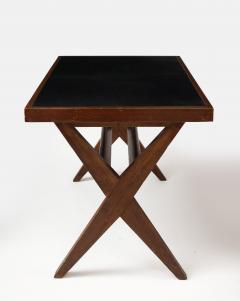 Pierre Jeanneret Leather and Teak Desk by Pierre Jeanneret Chandigarh India - 3242773
