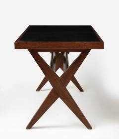 Pierre Jeanneret Leather and Teak Desk by Pierre Jeanneret Chandigarh India - 3242777