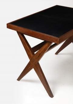 Pierre Jeanneret Leather and Teak Desk by Pierre Jeanneret Chandigarh India - 3242778