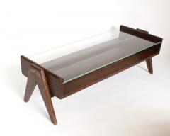 Pierre Jeanneret PJ TB 05 COFFEE TABLE FROM CHANDIGARH TEAK AND GLASS TOP NUMBERED - 3219003