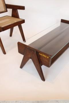 Pierre Jeanneret PJ TB 05 COFFEE TABLE FROM CHANDIGARH TEAK AND GLASS TOP NUMBERED - 3219017