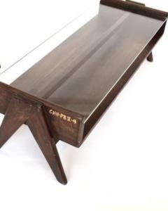 Pierre Jeanneret PJ TB 05 COFFEE TABLE FROM CHANDIGARH TEAK AND GLASS TOP NUMBERED - 3219031