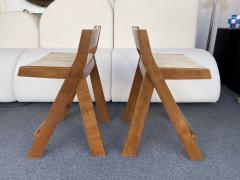 Pierre Jeanneret Pair of Compas Wood Counter Stools Italy - 2133900