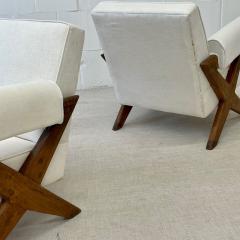 Pierre Jeanneret Pair of Pierre Jeanneret X Leg Upholstered Lounge Chairs Mid Century Modern - 2711492