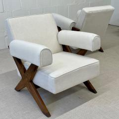 Pierre Jeanneret Pair of Pierre Jeanneret X Leg Upholstered Lounge Chairs Mid Century Modern - 2711493