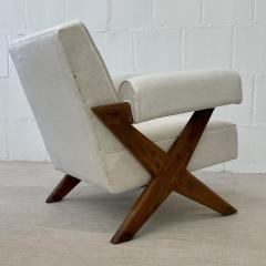 Pierre Jeanneret Pair of Pierre Jeanneret X Leg Upholstered Lounge Chairs Mid Century Modern - 2711496