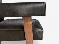 Pierre Jeanneret Pierre Jeanneret Advocate Armchairs Black Cowhide Teak Chandigarh 1960s - 4573144