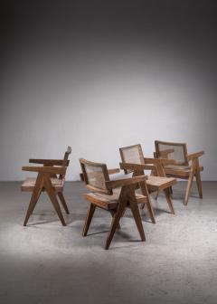 Pierre Jeanneret Pierre Jeanneret Chandigarh set of four High Court V leg chairs 1950s - 2826732