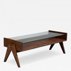 Pierre Jeanneret Pierre Jeanneret Coffee Table Teak Glass Chandigarh India 1960s - 4688765