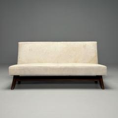 Pierre Jeanneret Pierre Jeanneret French Mid Century Modern Fireside Sofa Teak White Cowhide - 3867512