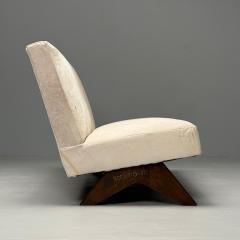 Pierre Jeanneret Pierre Jeanneret French Mid Century Modern Fireside Sofa Teak White Cowhide - 3867513