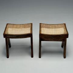 Pierre Jeanneret Pierre Jeanneret French Mid Century Modern Footstools Teak Cane Chandigarh - 3867590