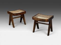 Pierre Jeanneret Pierre Jeanneret Low Cane Stools Teak Cane Chandigarh India 1960s - 4580199