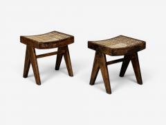Pierre Jeanneret Pierre Jeanneret Low Cane Stools Teak Cane Chandigarh India 1960s - 4580202