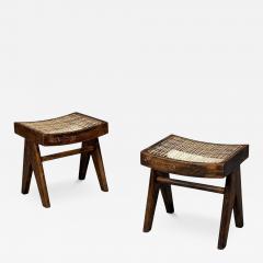 Pierre Jeanneret Pierre Jeanneret Low Cane Stools Teak Cane Chandigarh India 1960s - 4580298