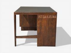 Pierre Jeanneret Pierre Jeanneret Pigeonhole Desk Teak Leatherette Chandigarh India 1960s - 4576197