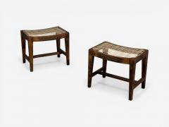 Pierre Jeanneret Pierre Jeanneret Rectangular Low Stools Teak Cane Chandigarh India 1960s - 4576009
