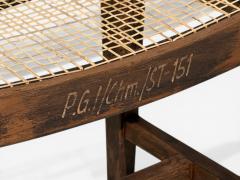 Pierre Jeanneret Pierre Jeanneret Rectangular Low Stools Teak Cane Chandigarh India 1960s - 4576015