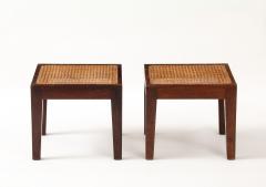 Pierre Jeanneret Pierre Jeanneret Side Teak Tables Rattan Tops Period Work France c 1940 s - 4509417