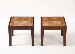 Pierre Jeanneret Pierre Jeanneret Side Teak Tables Rattan Tops Period Work France c 1940 s - 4509423