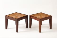 Pierre Jeanneret Pierre Jeanneret Side Teak Tables Rattan Tops Period Work France c 1940 s - 4509426