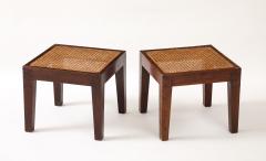 Pierre Jeanneret Pierre Jeanneret Side Teak Tables Rattan Tops Period Work France c 1940 s - 4509427