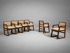 Pierre Jeanneret Pierre Jeanneret Six Dining Chairs Teak Cane Chandigarh India 1960s - 4732802