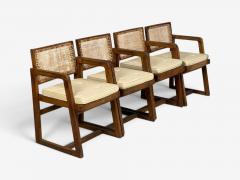 Pierre Jeanneret Pierre Jeanneret Six Dining Chairs Teak Cane Chandigarh India 1960s - 4732806