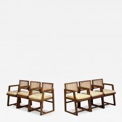 Pierre Jeanneret Pierre Jeanneret Six Dining Chairs Teak Cane Chandigarh India 1960s - 4732897