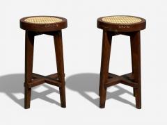 Pierre Jeanneret Pierre Jeanneret Stools Cane Teak Chandigarh India c 1960s - 4492503