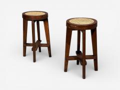 Pierre Jeanneret Pierre Jeanneret Stools Cane Teak Chandigarh India c 1960s - 4492504