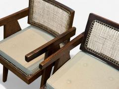 Pierre Jeanneret Pierre Jeanneret Teak Cane Four Floating Back Chairs Chandigarh 1960s - 4359303