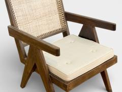 Pierre Jeanneret Pierre Jeanneret Teak Cane Low Easy Chairs Chandigarh India c 1960s - 4443830