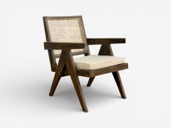 Pierre Jeanneret Pierre Jeanneret Teak Cane Low Easy Chairs Chandigarh India c 1960s - 4443831