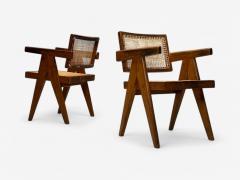 Pierre Jeanneret Pierre Jeanneret Teak Cane Six Floating Back Dining Chairs Chandigarh 1960s - 4095588
