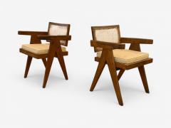 Pierre Jeanneret Pierre Jeanneret Teak Cane Six Floating Back Dining Chairs Chandigarh 1960s - 4095590