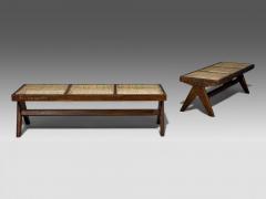 Pierre Jeanneret Pierre Jeanneret Three Seat Benches Teak Cane Chandigarh India 1960s - 4578436