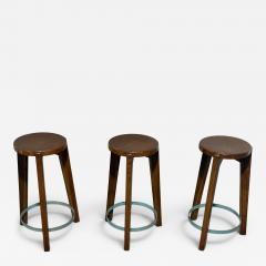 Pierre Jeanneret Set of 3 Pierre Jeanneret Teak Stools c 1960 - 4727994