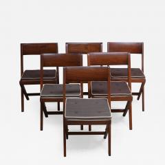 Pierre Jeanneret Set of Six Pierre Jeanneret Library Chairs in Teak and Cane - 378188