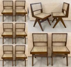 Pierre Jeanneret Set of Ten Pierre Jeanneret Hand Cane Chairs Teak Cane - 2491299